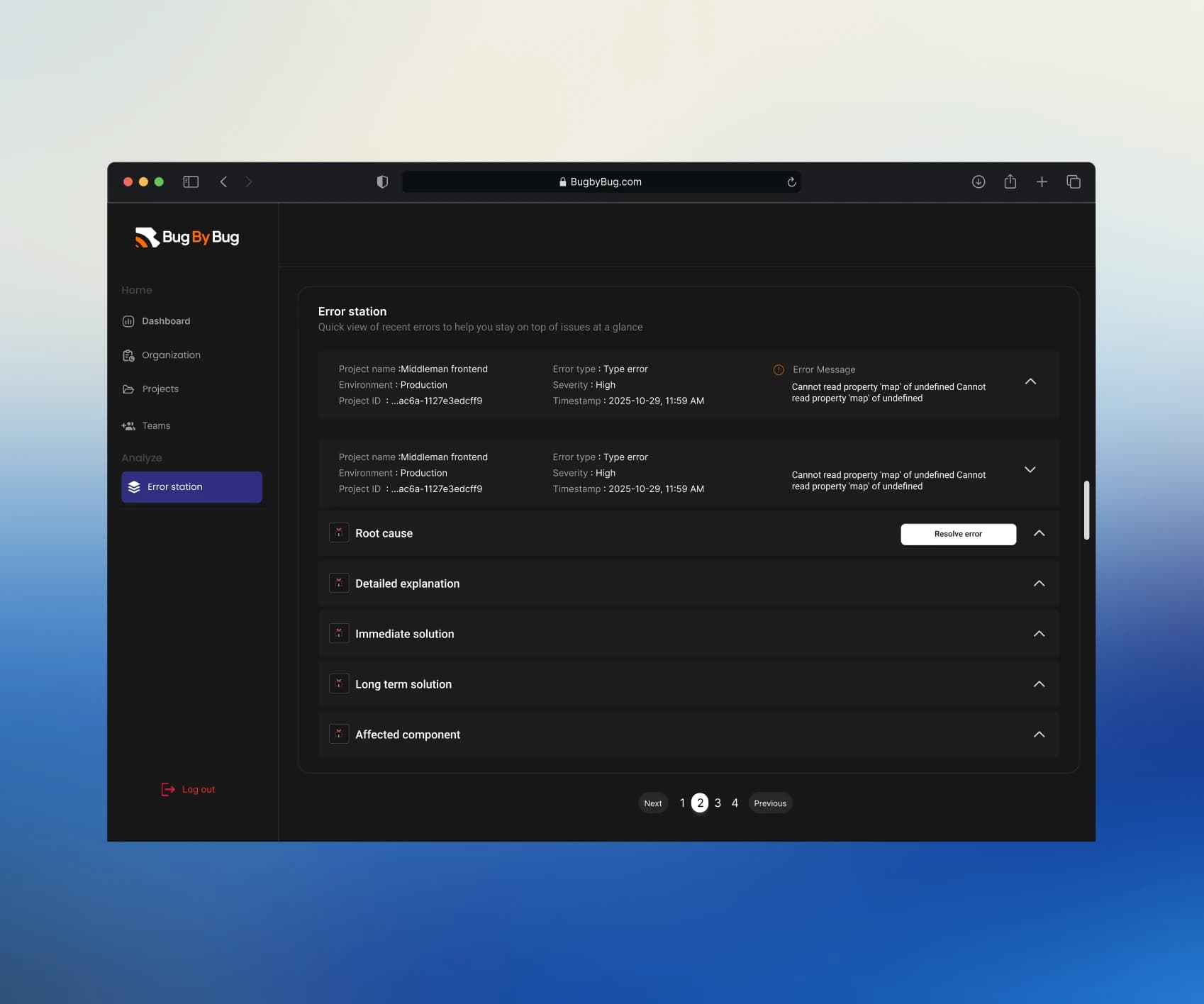 Precision error reporting